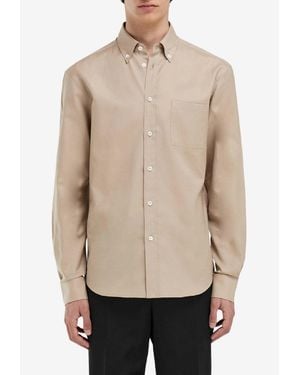 Ferragamo Long-Sleeved Oxford Shirt - Natural
