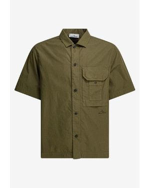 Stone Island Logo-Patched Buttoned Shirt - Green