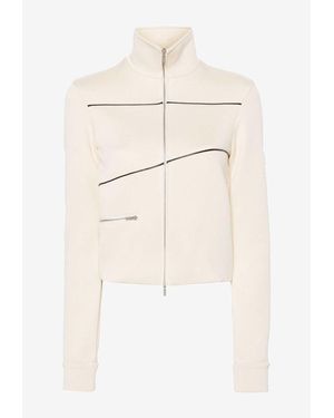 Ferragamo High-Neck Zip-Up Jacket - Natural