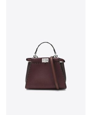 Fendi Mini Peekaboo Calf Leather Top Handle Bag - Purple