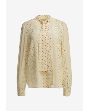 Valentino Starry Silk Blouse With Lavallière Collar - Natural