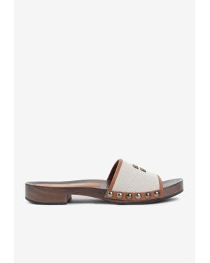 Miu Miu Canvas And Leather Clogs - White