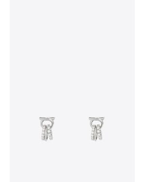 Ferragamo Gancini Crystal Ring Drop Earrings - White