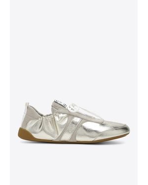 Chloé Kick Metallic Leather Low-Top Sneakers - White