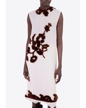 Prada Embroidered Georgette Dress - White