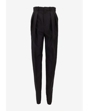 Saint Laurent Pleated-Front Straight Pants - Black