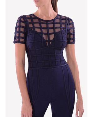 Hervé Léger Marianna Caged Jumpsuit - Blue