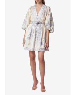 Zimmermann Indra Plunge Mini Dress - White