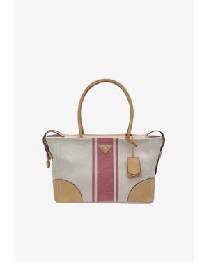 Prada Large Canvas Tote Bag - Pink