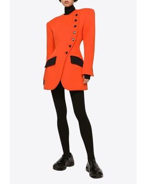 Dolce & Gabbana Padded-Shoulders Off-Center Blazer - Orange