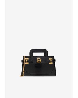 Balmain Small B-Buzz Leather Top Handle Bag - Black