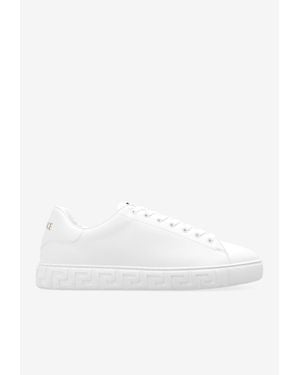 Versace Greca Leather Low-Top Sneakers - White