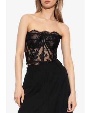 Dolce & Gabbana Sheer Floral Lace Corset Top - Black
