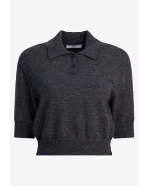 Givenchy Wool Knit Cropped Polo Shirt - Blue