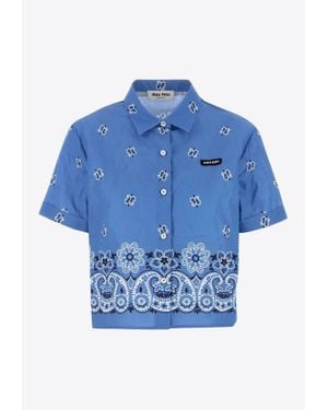 Miu Miu Paisley Print Cropped Shirt - Blue