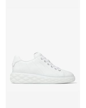 Jimmy Choo Diamond Maxi Logo-Embossed Leather Low-Top Trainers - White