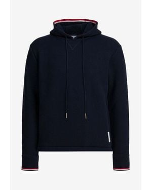 Thom Browne Signature Stripe-Trimmed Hooded Sweatshirt - Blue