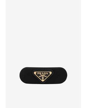 Prada Triangle Logo Hair Clip - White