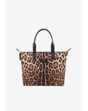 Dolce & Gabbana Adamo Leopard Print Tote Bag - Brown