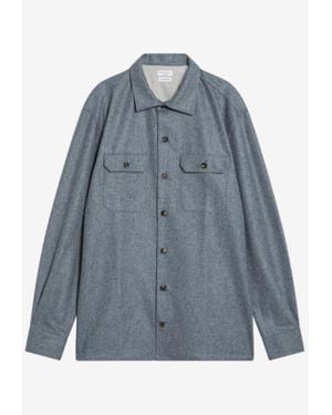 Brunello Cucinelli Button-Up Wool Overshirt - Blue