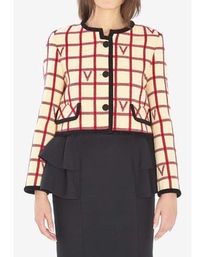 Valentino Vlogo Check Cropped Jacket - Grey