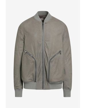 Rick Owens Heizer Leather Flight Jacket - Gray