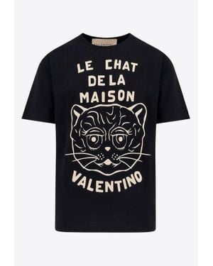 Valentino Chat De La Maison Printed T-Shirt - Black