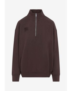 PANGAIA Embroidered Logo Half-Zip Sweatshirt - Brown