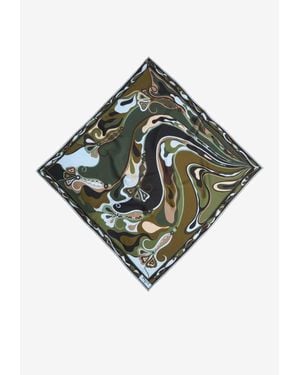 PUCCI Orchidee-Print Silk Square Scarf - Green