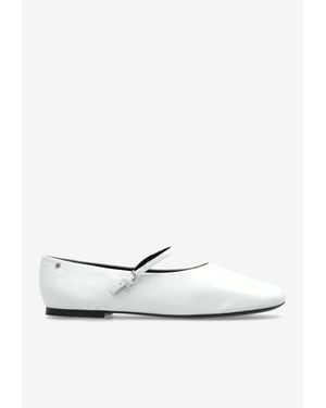Tory Burch Mary-Jane Leather Ballet Flats - White