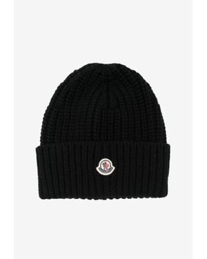 Moncler Ribbed Wool And Cashmere Beanie - Black