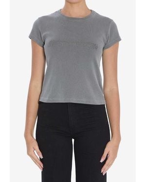 Alexander Wang Logo-Embroidered Crewneck T-Shirt - Blue