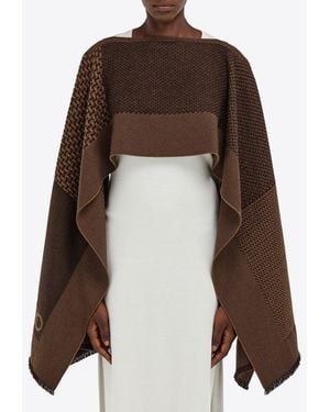 Ferragamo Jacquard Wool Cape - Brown