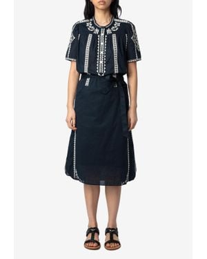 Zadig & Voltaire Rigy Embroidered Midi Dress - Blue
