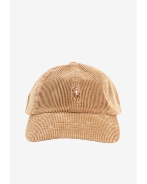 Polo Ralph Lauren Embroidered Pony Corduroy Cap - Natural