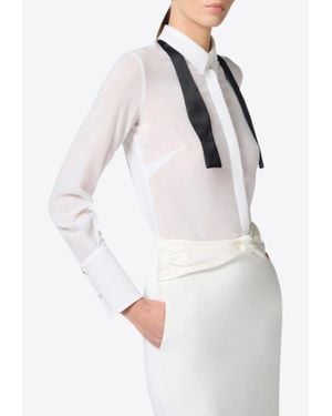 Elisabetta Franchi Bow-Tie Georgette Shirt - White