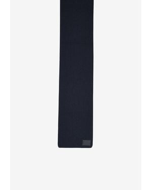 Dolce & Gabbana Logo Patch Cashmere Knit Scarf - Blue