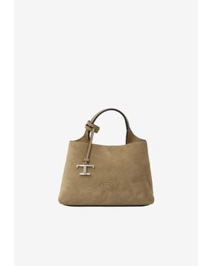 Tod's Micro T Timeless Suede Top Handle Bag - Brown