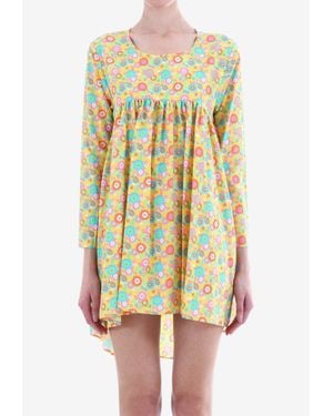Jeremy Scott Asymmetric Floral Mini Dress - Yellow