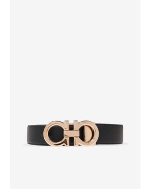 Ferragamo Reversible Gancini Leather Belt - White