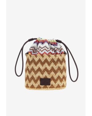 Missoni Zig Zag Woven Raffia Bucket Bag - Multicolor