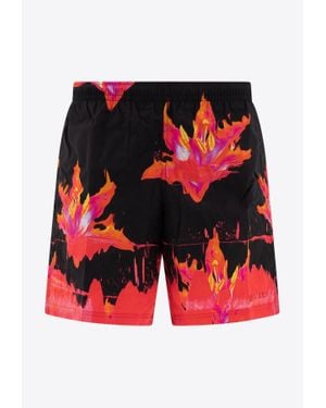 McQueen Printed Swim Shorts - Red