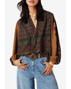 Ba&sh Baker Printed V-Neck Blouse - Brown