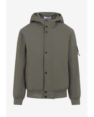 Stone Island Logo-Patched Buttoned Parka - Green