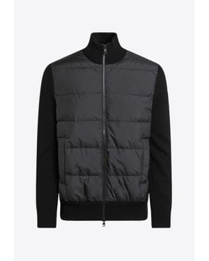 Moncler Padded Zip-Up Cardigan With Logo-Patch - Black