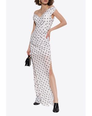 Jacquemus Rita Off-Shoulder Polka Dot Maxi Dress - White