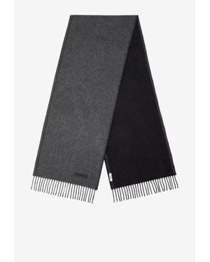 Fendi Reversible Cashmere Fringed Scarf - Blue