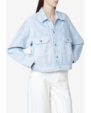 Victoria Beckham Cropped Denim Jacket - Blue