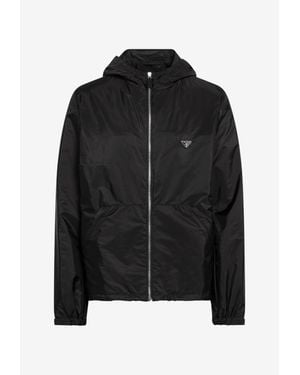 Prada Triangle Logo Windbreaker Jacket - Black
