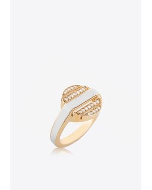 Falamank Sweet Collection 18-Karat Ring With Enamel And Diamonds - White